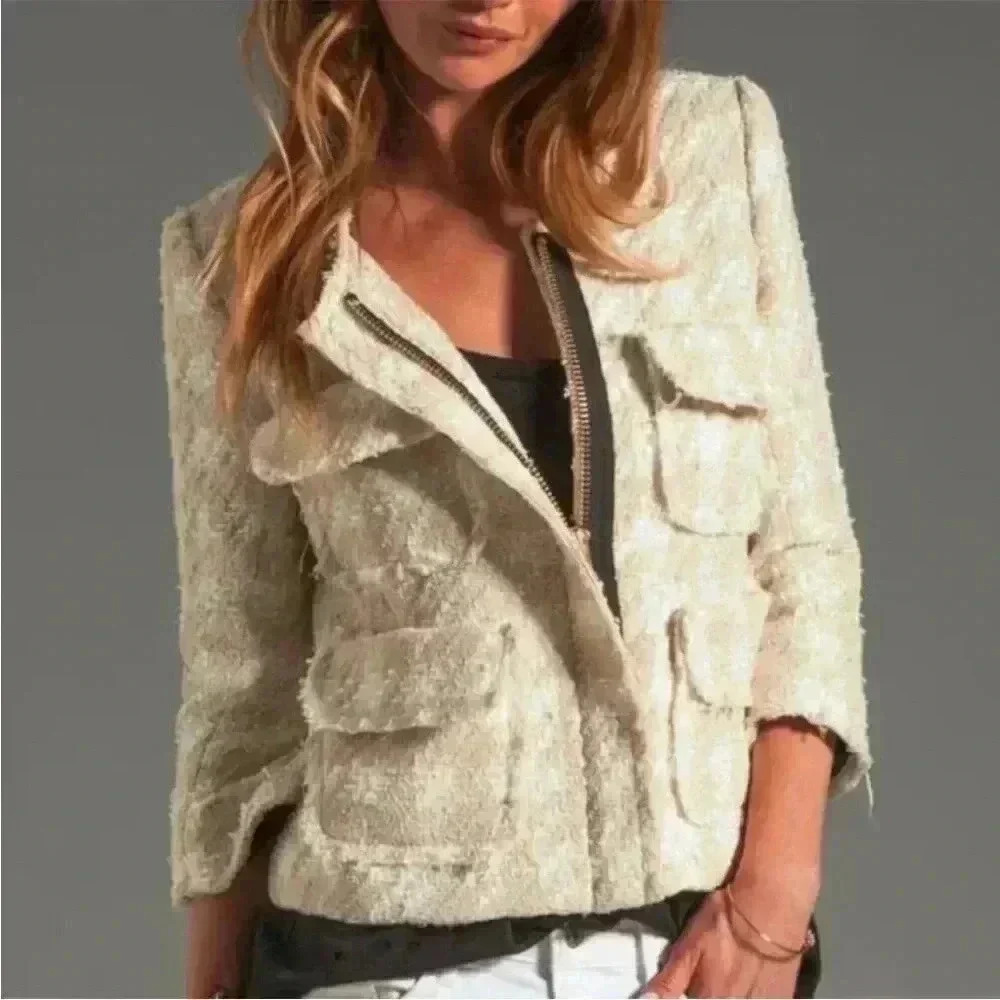 Smythe Cream Tweed Houndstooth Blazer